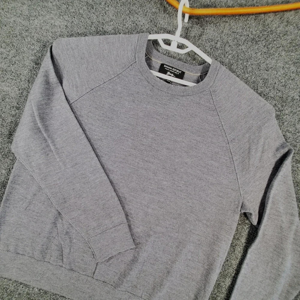 Banana Republic Sweater Mens XL Merino Crew Gray Italian Wool Baruffa 442466-00